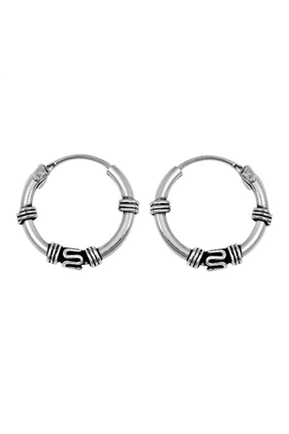 Sterling Silver Boho Style Hoop Bali Wave Wrap Earrings 925 New Jewelry Female Unisex