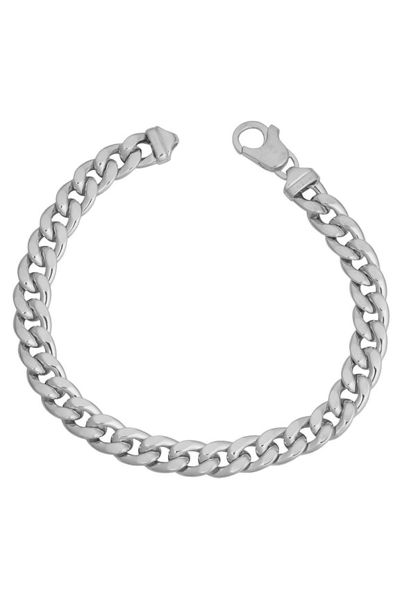 KoolJewelry Sterling Silver Bold Hollow Curb Link Bracelet (8mm, 8.5 inch)