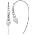 thumbnail image 1 of Sterling Silver Bold, Vibrant White 2 45.5 Mm Rhodium-Plated Polished Graduated Beads And Shell Pearl Threader Earrings, 1 of 3
