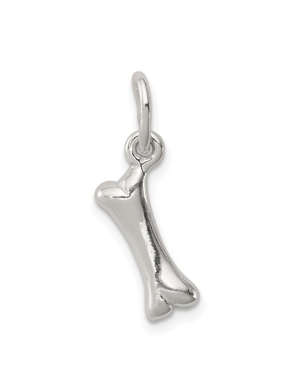 Sterling Silver Bone Charm Pendant for Women or Unisex, Minimalist Dog Lover Jewelry for Necklaces or Bracelets, Veterinary Symbol, Halloween Accessory, Anatomy-Inspired Design