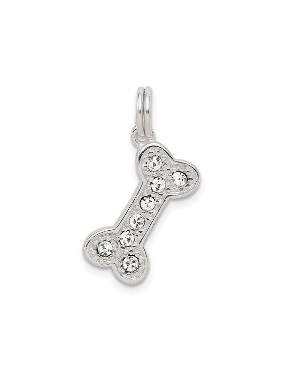 Sterling Silver Bone Charm Pendant with Cubic Zirconia for Women, Dog Mom Jewelry for Necklace or Bracelet, Symbolic Animal Design for Pet Lovers