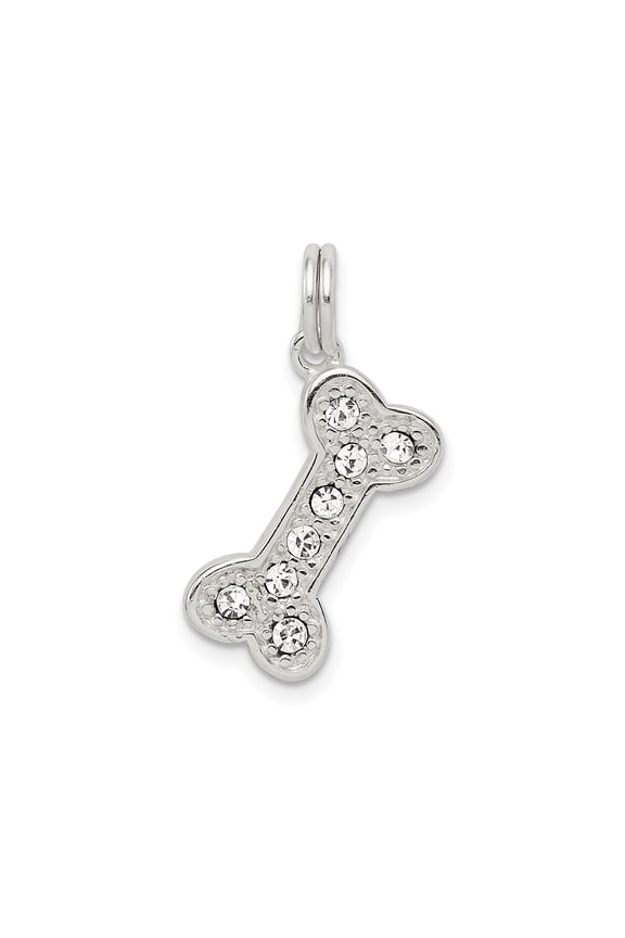 Sterling Silver Bone Charm Pendant with Cubic Zirconia for Women, Dog Mom Jewelry for Necklace or Bracelet, Symbolic Animal Design for Pet Lovers