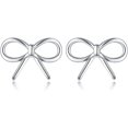 thumbnail image 1 of Sterling Silver Bow Stud Earrings for Women Teens Small Bow Stud Earrings Ribbon Earrings, 1 of 12