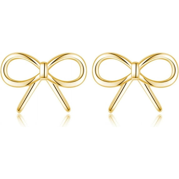 Sterling Silver Bow Stud Earrings for Women Teens Small Bow Stud Earrings Ribbon Earrings