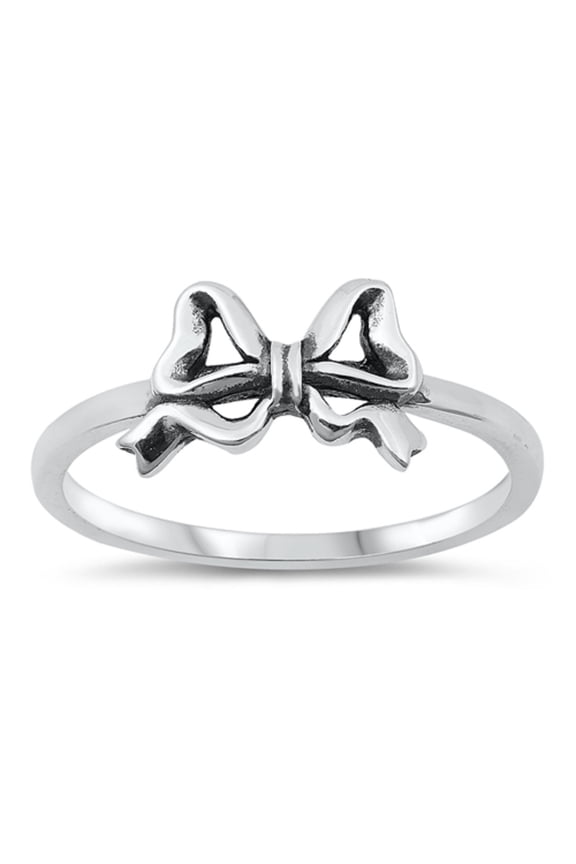 Sterling Silver Bow Tie Ring Size 8