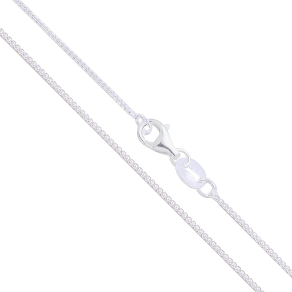Sterling Silver Box Chain 0.8mm Solid 925 Italy Lightweight Wide Pear Shape Clasp Necklace 16" Female