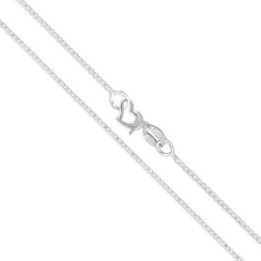 Sterling Silver Box Chain 1.1mm Solid 925 Italy Lightweight Wide Valentine's Day Love Heart Clasp Necklace 24" Female
