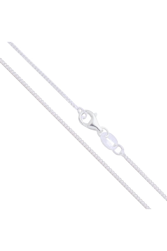 Sterling Silver Box Chain 1.3mm Solid 925 Italy Lightweight Wide Pear Shape Clasp Necklace 20" Female