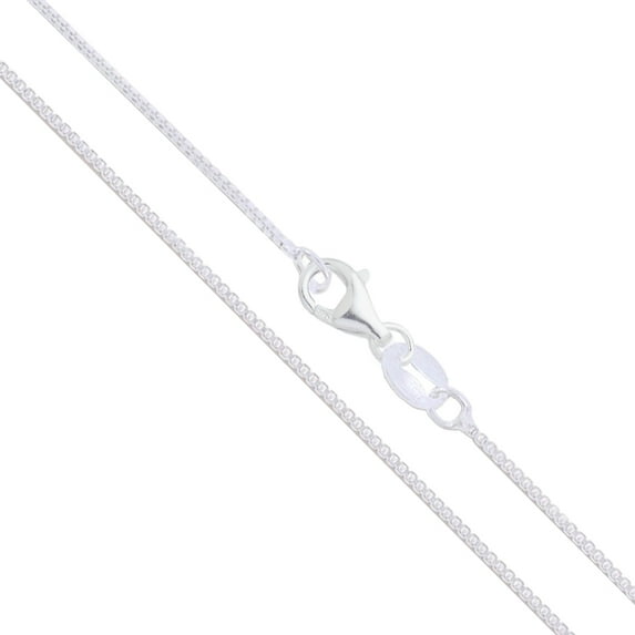 Sterling Silver Box Chain 1.3mm Solid 925 Italy Lightweight Wide Pear Shape Clasp Necklace 30" Female