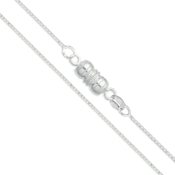 Sterling Silver Box Chain 1mm Solid 925 Italy Lightweight Wide Magnetic Clasp Necklace 24" Jewelry Female