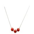 thumbnail image 1 of Sterling Silver Box Chain 3 Round 8mm Bamboo Coral Necklace Adjustable 20"+2", 1 of 3