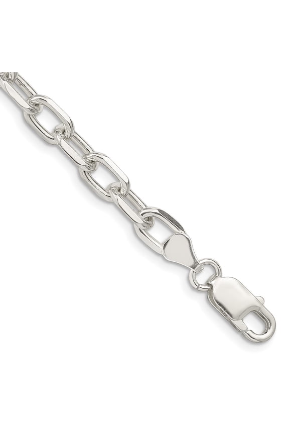 Sterling Silver Bracelet Chain Styles Cable 6.5 mm 8 in Diamond-cut Long Link