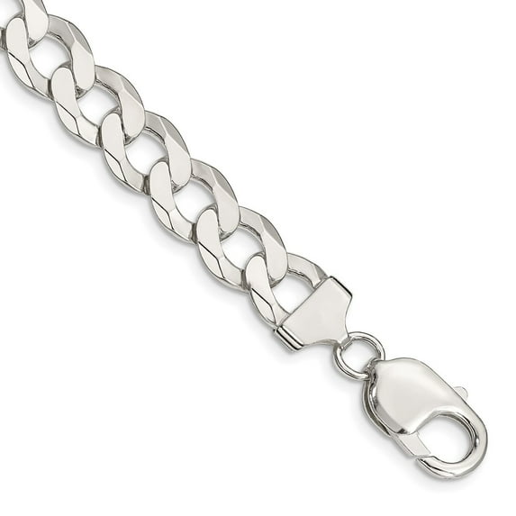 Sterling Silver Bracelet Chain Styles Curb Men's 9.75 mm 8 in Flat