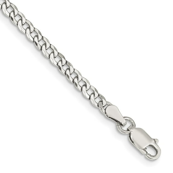 Sterling Silver Bracelet Chain Styles Curb Women's 3.2 mm 7 in Beveled