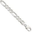thumbnail image 1 of Sterling Silver Bracelet Chain Styles Figaro Men's 10.5 mm 8 in Pav‚ Flat, 1 of 2