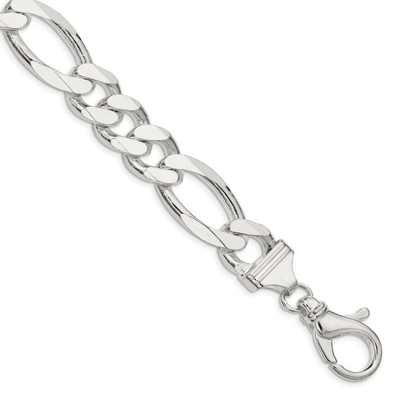 Sterling Silver Bracelet Chain Styles Figaro Men's 15 mm 9 in