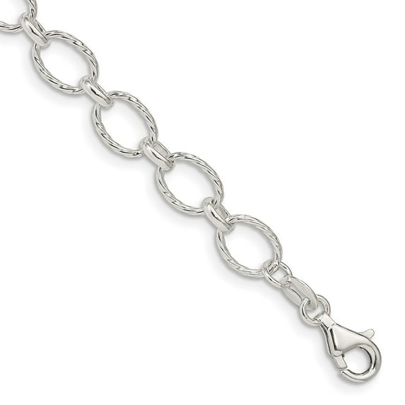Sterling Silver Bracelet Chain Styles Rolo 6.1 mm 8 in Fancy Patterned
