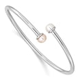 thumbnail image 1 of Sterling Silver Bracelet Childrens Girl's Pearl 5.5 mm 6 in Pink & White FWC Flexible Children's Bangle, 1 of 4