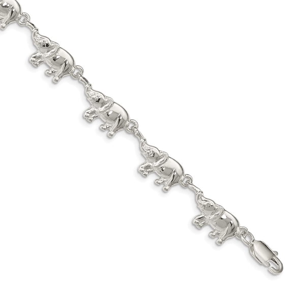 Sterling Silver Bracelet Fancy 10 mm 7 in Elephants