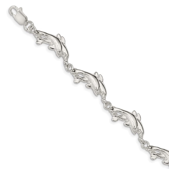 Sterling Silver Bracelet Fancy 11 mm 7 in Dolphins