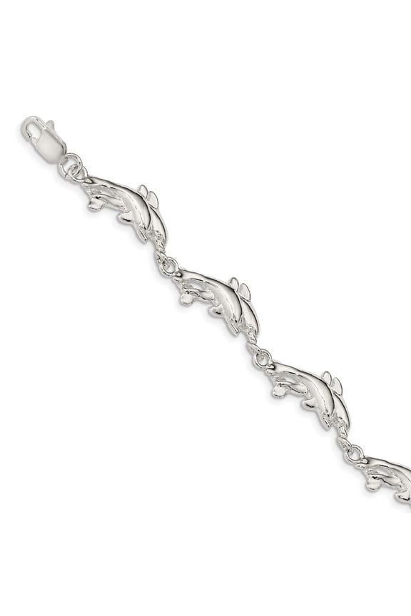 Sterling Silver Bracelet Fancy 11 mm 7 in Dolphins