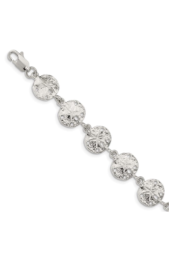 Sterling Silver Bracelet Fancy 12 mm 7 in Sand Dollars