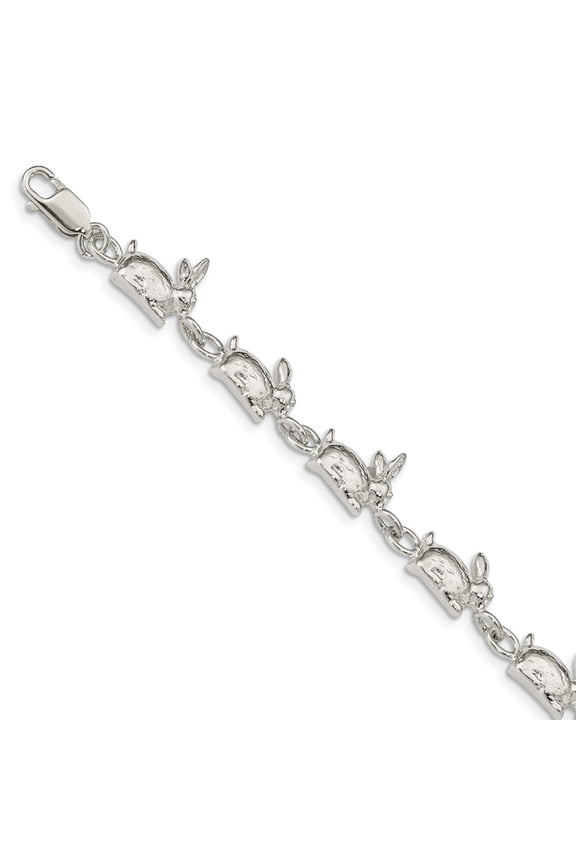 Sterling Silver Bracelet Fancy 9 mm 7 in Rabbits