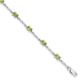 thumbnail image 1 of Sterling Silver Bracelet Gemstones August Women's Peridot Oval 3 mm 7 in, 1 of 4