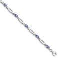 thumbnail image 1 of Sterling Silver Bracelet Gemstones December Women's Tanzanite Oval 3 mm 7 in and Diamond, 1 of 6