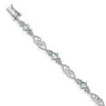 thumbnail image 1 of Sterling Silver Bracelet Gemstones March Women's Diamond 5 mm 7 in Aquamarine, 1 of 6