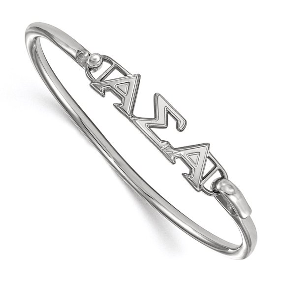 Sterling Silver Bracelet Greek Alpha Sigma 33 mm 7 in LogoArt Small Hook and Clasp Bangle