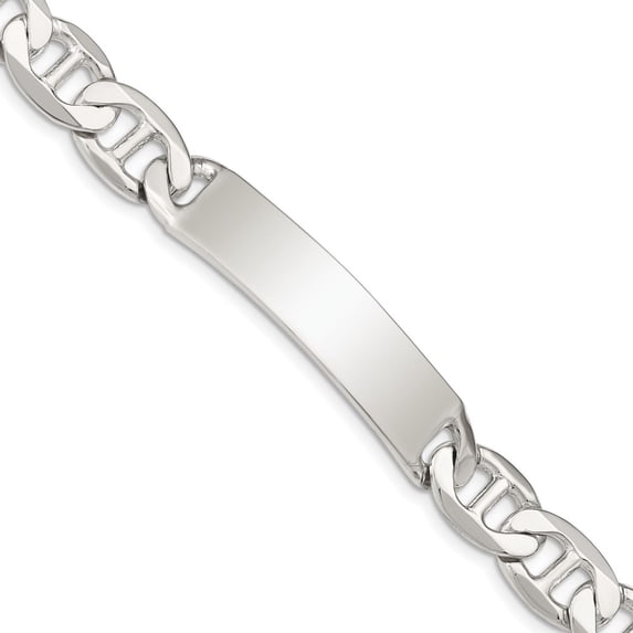 Sterling Silver Bracelet ID Anchor 10 mm 8.5 in 8.5inch Polished Engraveable Link