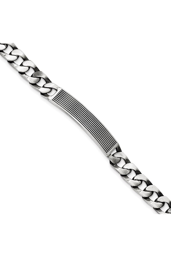 Sterling Silver Bracelet ID Link, Other mm 7.5 in Antiqued Satin Link