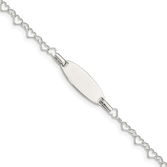 Sterling Silver Bracelet ID mm 6 in Polished Engraveable Children's Heart Link