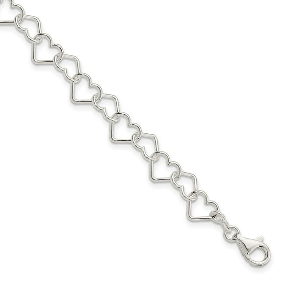Sterling Silver Bracelet Links 5.5 mm 7.5 in 7.5inch Polished Fancy Heart Link
