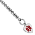 thumbnail image 1 of Sterling Silver Bracelet Medical Rolo 18 mm 8.75 inltd Engraveable Enamel Heart ID, 1 of 4