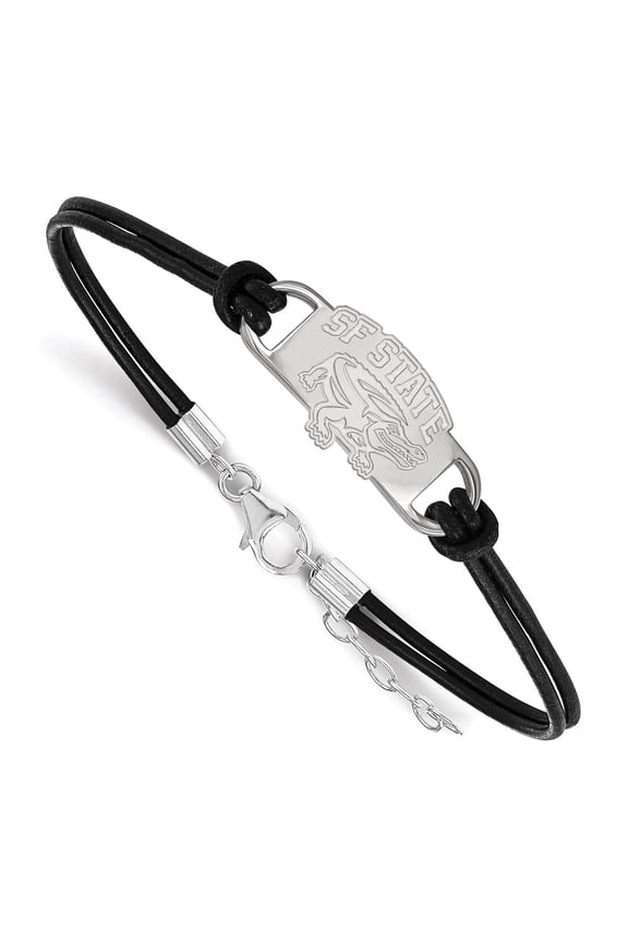 Sterling Silver Bracelet NCAA San Francisco State University mm 7 in LogoArt Leather with Extender