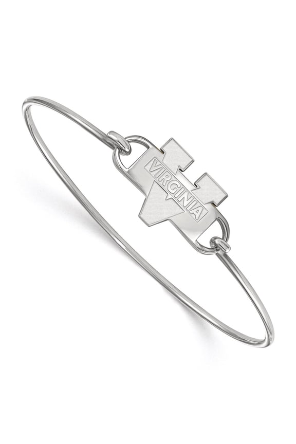 Sterling Silver Bracelet NCAA University of Virginia 24 mm 7 in LogoArt Small Center Wire Bangle