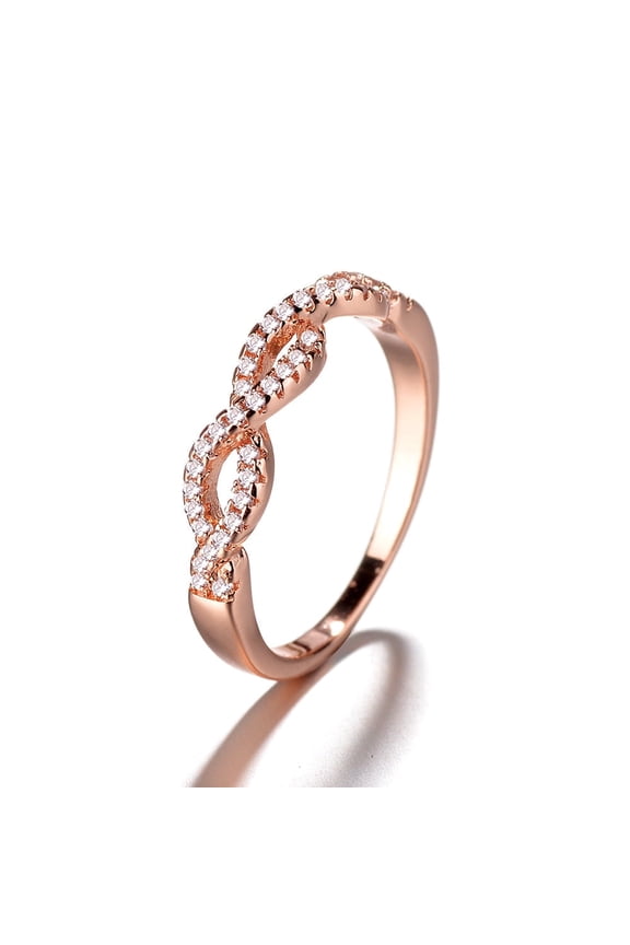 18k Rose Gold over Sterling Silver Braided Band with Crystal