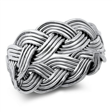 Oxidized Sterling Silver Anchor Rope Ring Size 4 - Walmart.com
