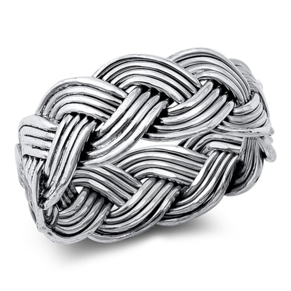 Sterling Silver Braided Eternity Ring Size 8
