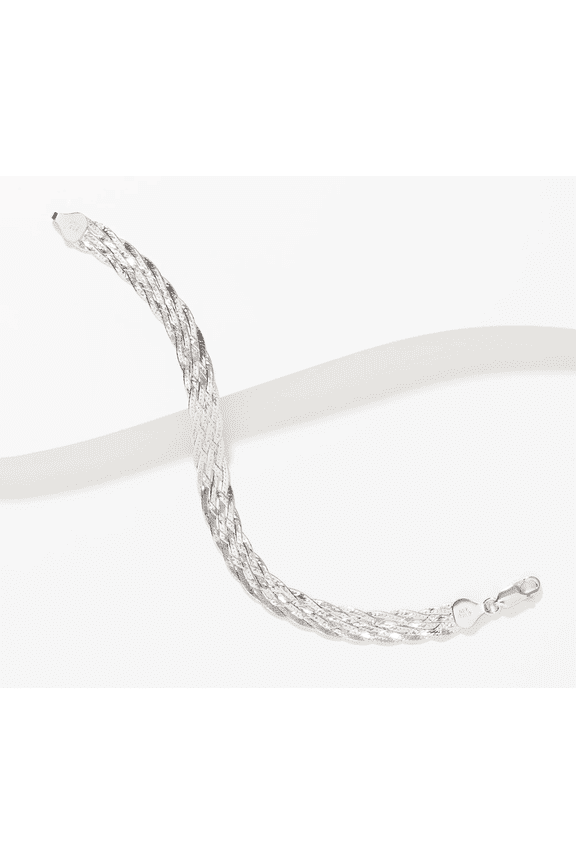 Sterling Silver Braided Herringbone Bracelet 3.8g, by Silver Style, Size 8" / 7-3/4" fit