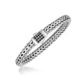 thumbnail image 1 of Sterling Silver Braided Men's Bracelet Black Sapphire Accents 8.25 in, 1 of 2