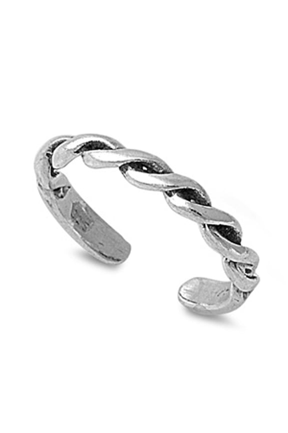 Sterling Silver Braided Toe Ring Adjustable Twisted Midi Band .925 New Jewelry Female Unisex