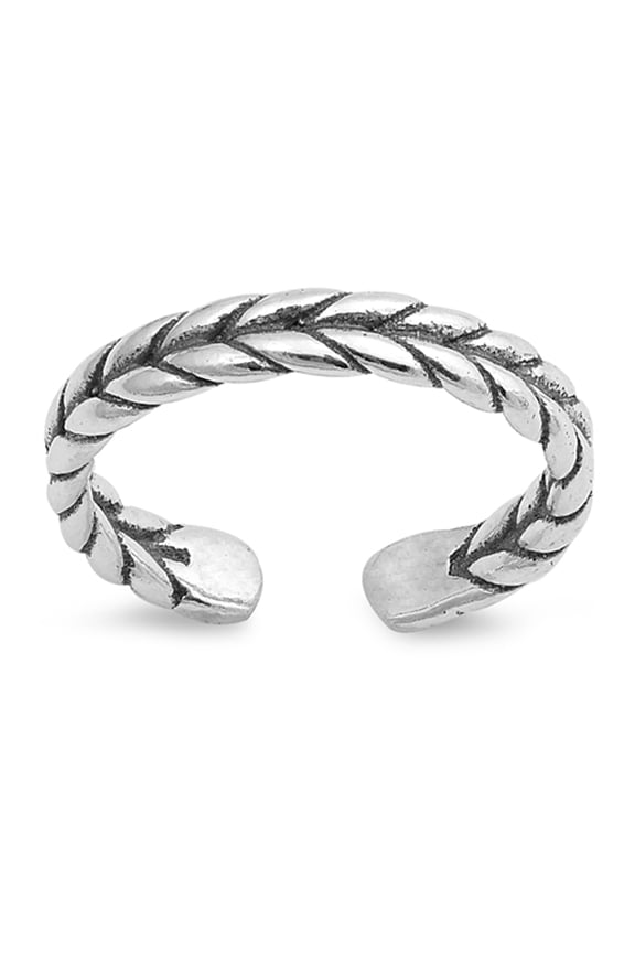 Sterling Silver Braided Toe Ring Oxidized Adjustable Midi Band 925 New Jewelry Female Unisex