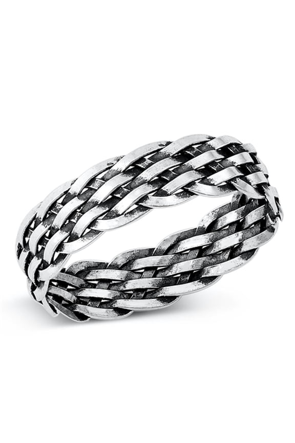 Sterling Silver Braided Weave Ring 925 Oxidized Wedding Band Jewelry Female Male Unisex Size 9