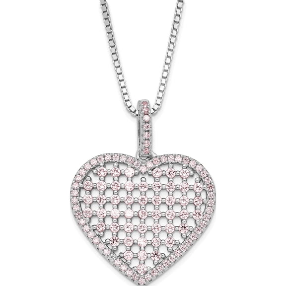 Jewelry by Sweet Pea Sterling Silver Brilliant Embers Pink CZ Heart w/ 2in ext Necklace