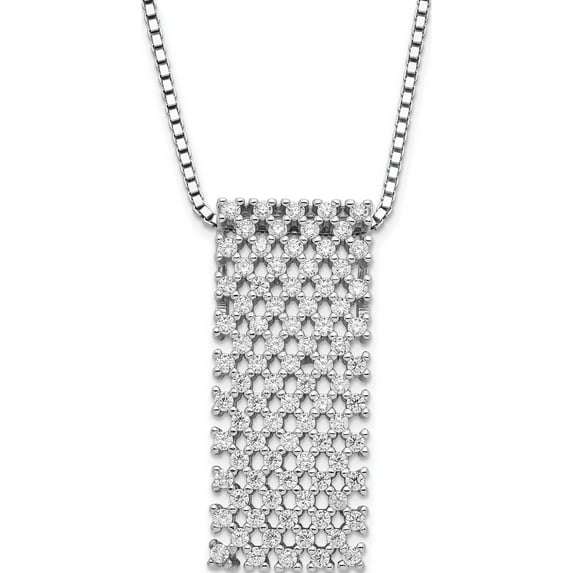 Sterling Silver Brilliant Embers Polished Cz With 2In Ext Necklace qmp1414-18