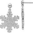 thumbnail image 1 of Sterling Silver Brilliant Embers Rhod-Pl Cz Snowflake Dangle Post Earrings (31 X 22) Made In China qmp684, 1 of 5