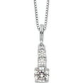 thumbnail image 1 of Sterling Silver Brilliant Embers Rhodium-Plated Cz 3 Stone Necklace (20 X 6.75) Made In China qmp1353-18, 1 of 5